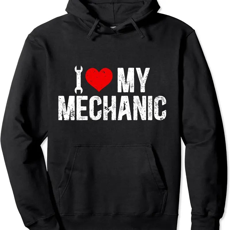 I Love My Mechanic Wife Mechanic's Wife Of A Mechanic Hoodie | Unisex Hooded Sweatshirt T-Shirts | WearSparks.com