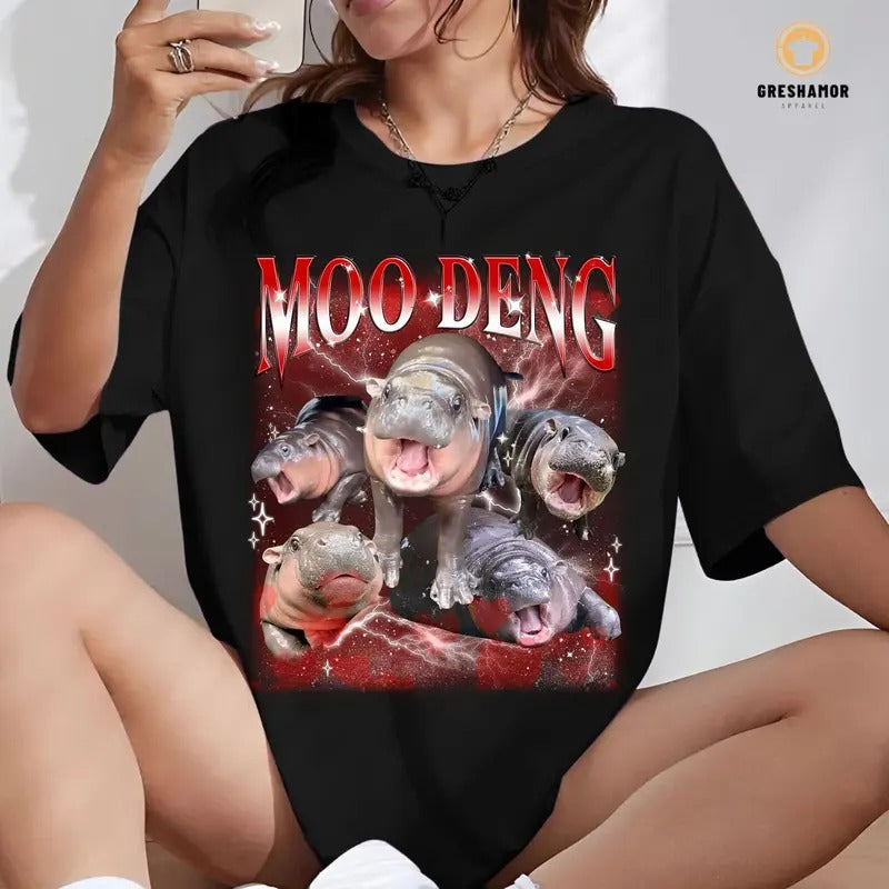 I Love My Moo Deng Shirt, Funny Moo Deng I Love You TShirt, Hippo Moo Deng Funny Tee, Moo Deng Bouncy Pig In Thai Picture...
