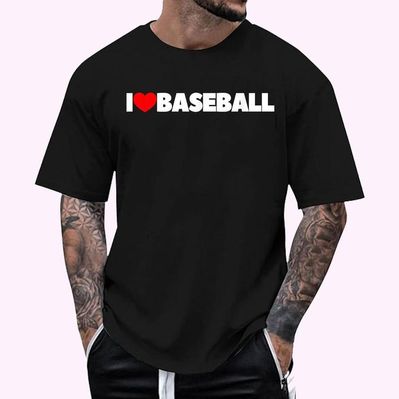 I Love (Heart) Baseball T-Shirt , Unisex Cotton 100%, Top Menswear Hoodie, Sweatshirt | WearSparks.com