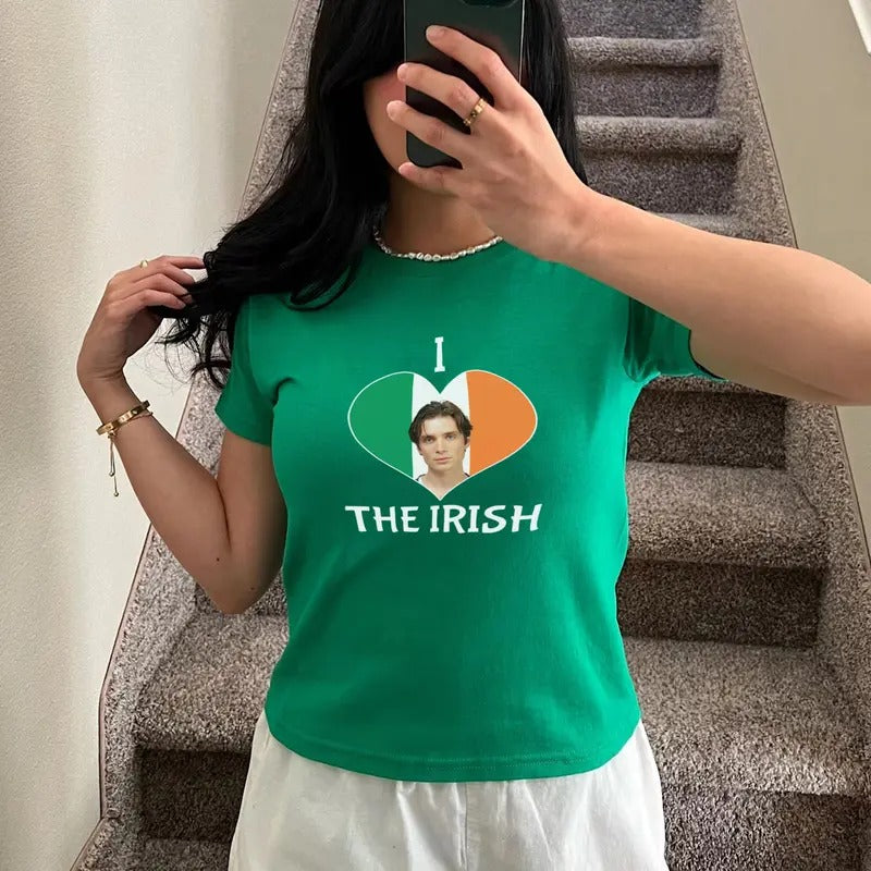 I Love the Irish Cillian Murphy Baby Tee x Tshirt, I Heart the Irish, St. Patrick's Day Outfit Green Cillian Murphy,...