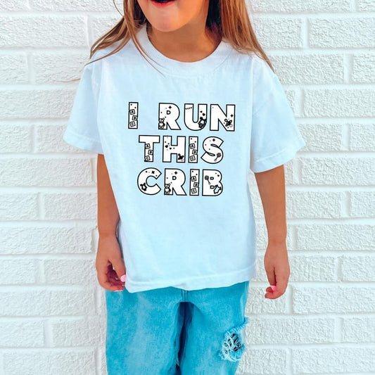 I Run This Crib, Toddler T-Shirts & Baby Bodysuits, Graphic Infant Clothes, Cute Baby Shower Gift, Trendy Kids Apparel,...