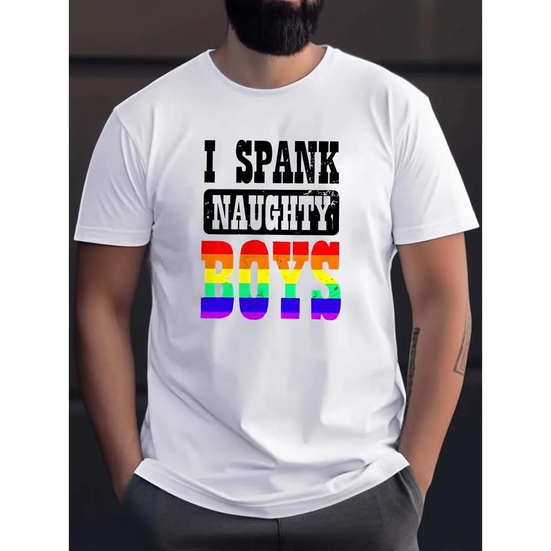 I SPANK NAUGHTY Pattern Print Men's Casual Short Sleeve Round Neck T-Shirt, Breathable Trend Exquisite Soft Short Sleeve...