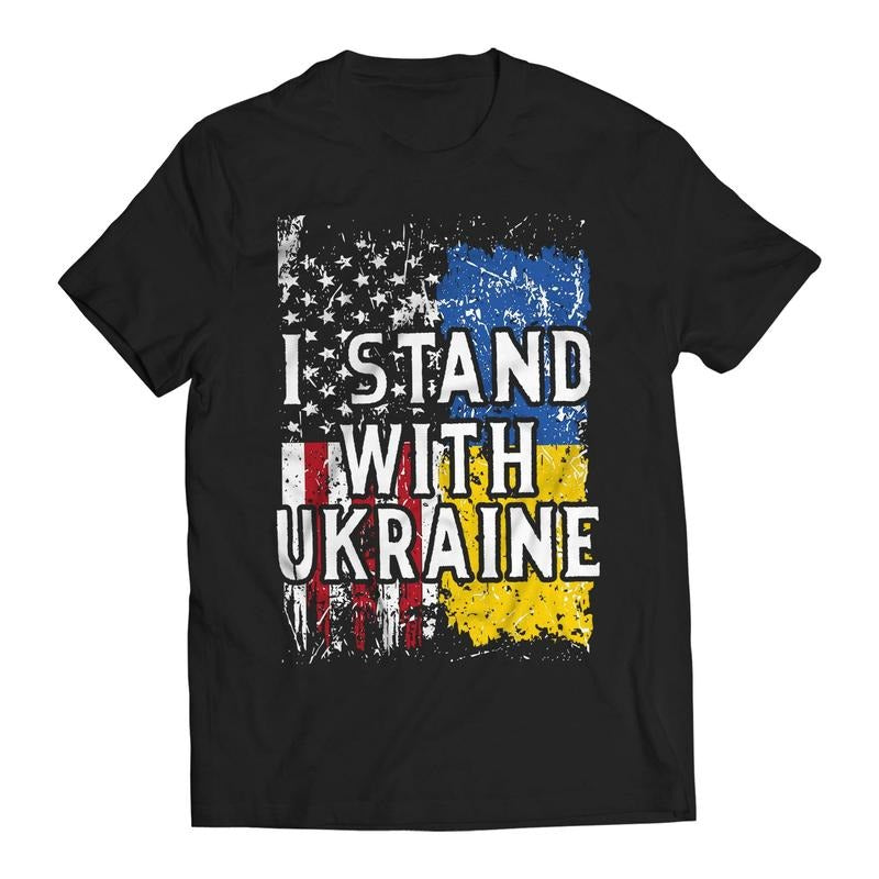 I Stand With Ukraine US Flag V. Zelenskyy Ukrainians Support T-Shirt Casual Comfort Hoodie, Sweatshirt | WearSparks.com