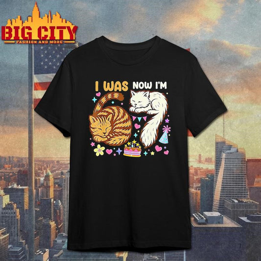 I Was 6 Now Im 7 Birthday 7 Years Old Birthday Funny Cats Shirt