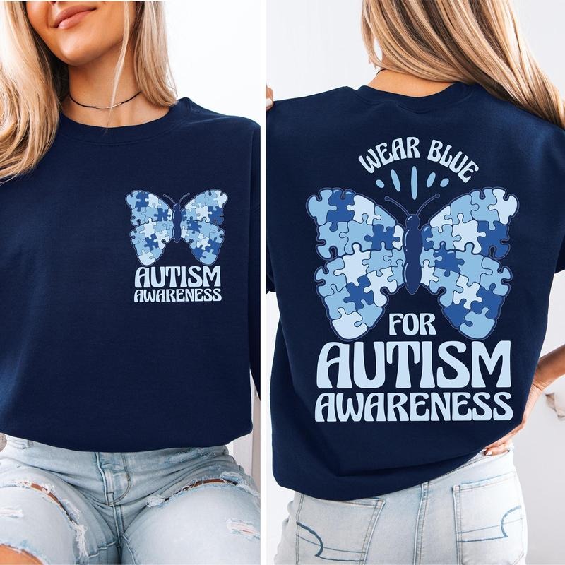 I Wear Blue For Autism Awareness T-shirt, Autism Month Shirt, We Wear Blue Awareness Shirt, Autism Awareness Month Tee...