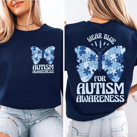 I Wear Blue For Autism Awareness T-shirt, Autism Month Shirt, We Wear Blue Awareness Shirt, Autism Awareness Month Tee...