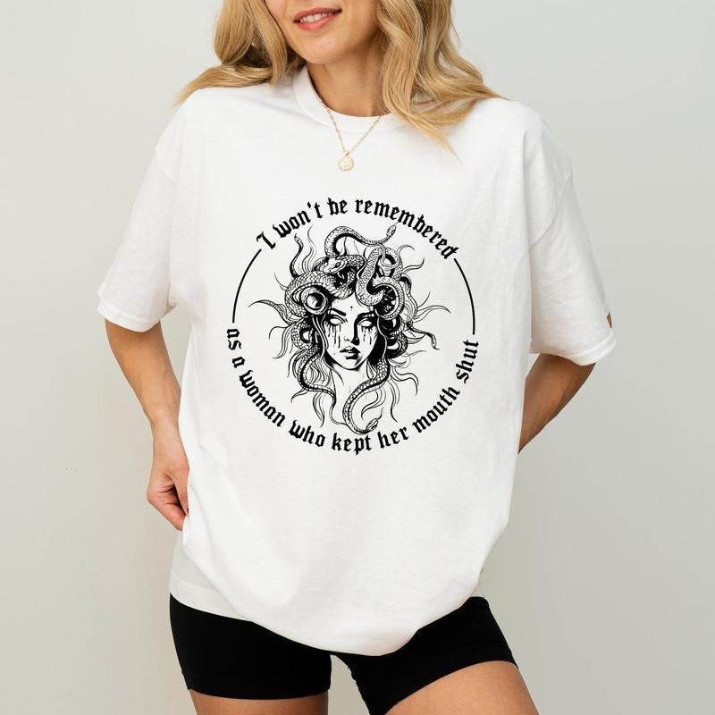 I Won't Be Remembered As a Woman Who Kept Her Mouth Shut T-Shirt, Strong Mom Sweater, Retro Feminist Unisex Crewneck,...