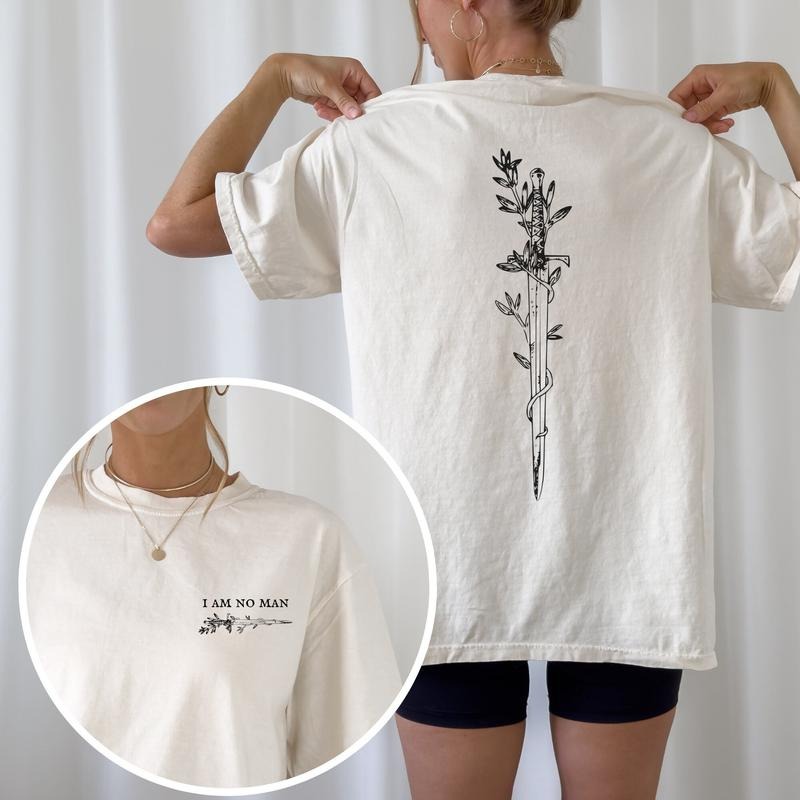 I am no man shirt front and back. Book lover gift. bookish gift for her. Fantasy book shirt Feminist literature shirt...