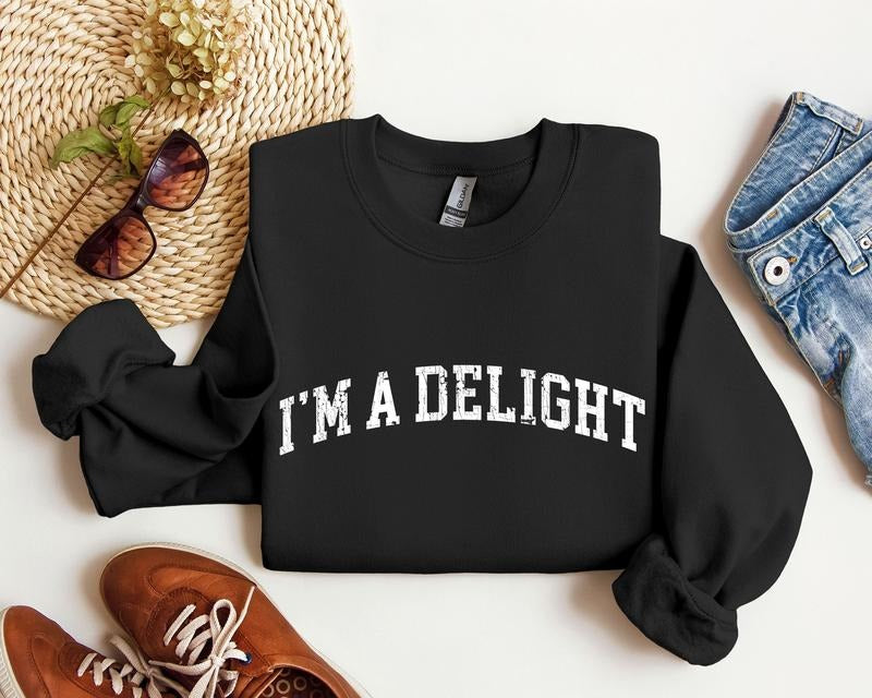 I'm A Delight Funny Sweatshirt Sarcastic Unisex Soft Sweatshirt Adult Cozy Gift Top Women's Men's Gift College Style Top...