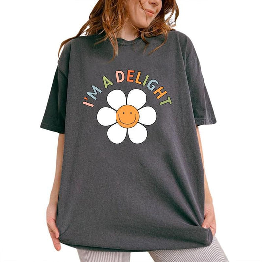 I'm A Delight Shirt, Retro Smiling Face Delightful Tee, Inspirational T-shirt, Motivational Saying Graphic Printed...