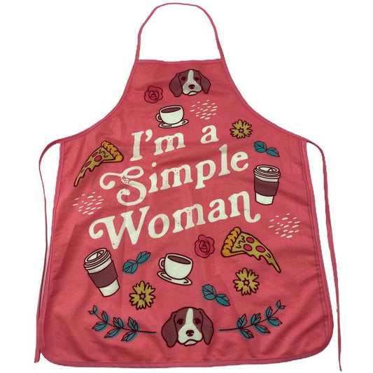 I'm A Simple Woman Apron Funny Coffee Dogs Pizza Graphic Novelty Kitchen Smock Funny Graphic Kitchenwear Coffee  Funny...