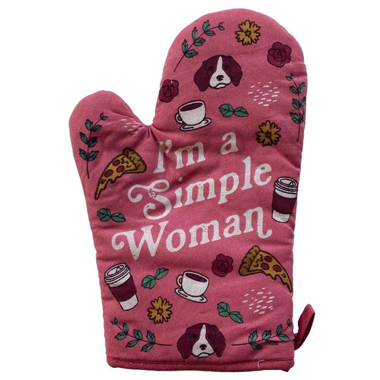 I'm A Simple Woman Oven Mitt Funny Coffee Dog Lover Pizza Cute Novelty Kitchen Glove Funny Graphic Kitchenwear Coffee ...