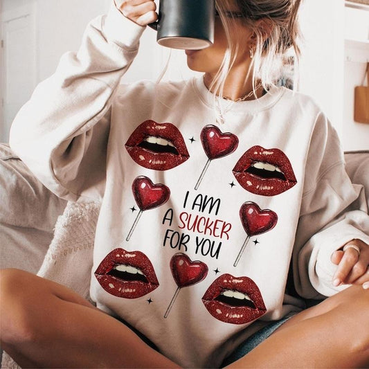 I'm A Sucker For You Sweatshirt Valentines Day , Valentine , Hello Valentine , Heart , Love , Retro Valentine s T-Shirts,...