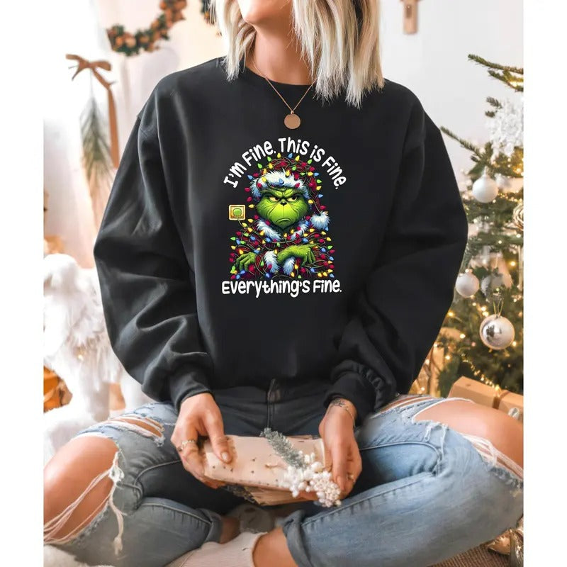 I'm Fine Everything Is Fine Sweatshirt, Christmas Sweatshirt, Sweatshirts Women, Christmas Sweatshirt Women, Christmas...