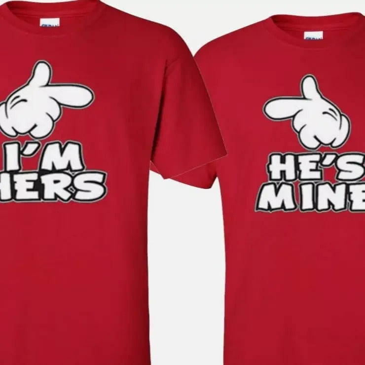I'm Hers He's Mine Valentine Couple matching funny cute T-Shirts Hoodie, Sweatshirt | WearSparks.com