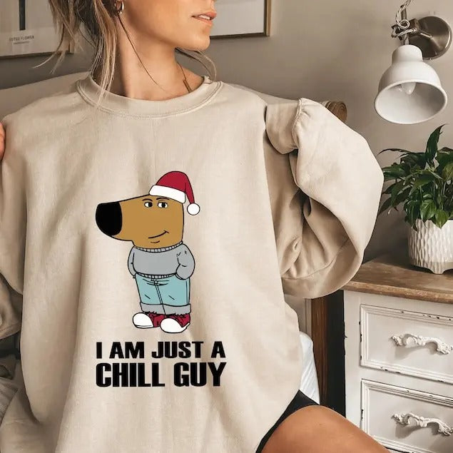 I'm Just A Chill Guy Sweatshirt, Viral Dog Cartoon , TikTok Meme ,Chill Guy Trendy Meme Gift,Funny Gift T-Shirts, Hoodie