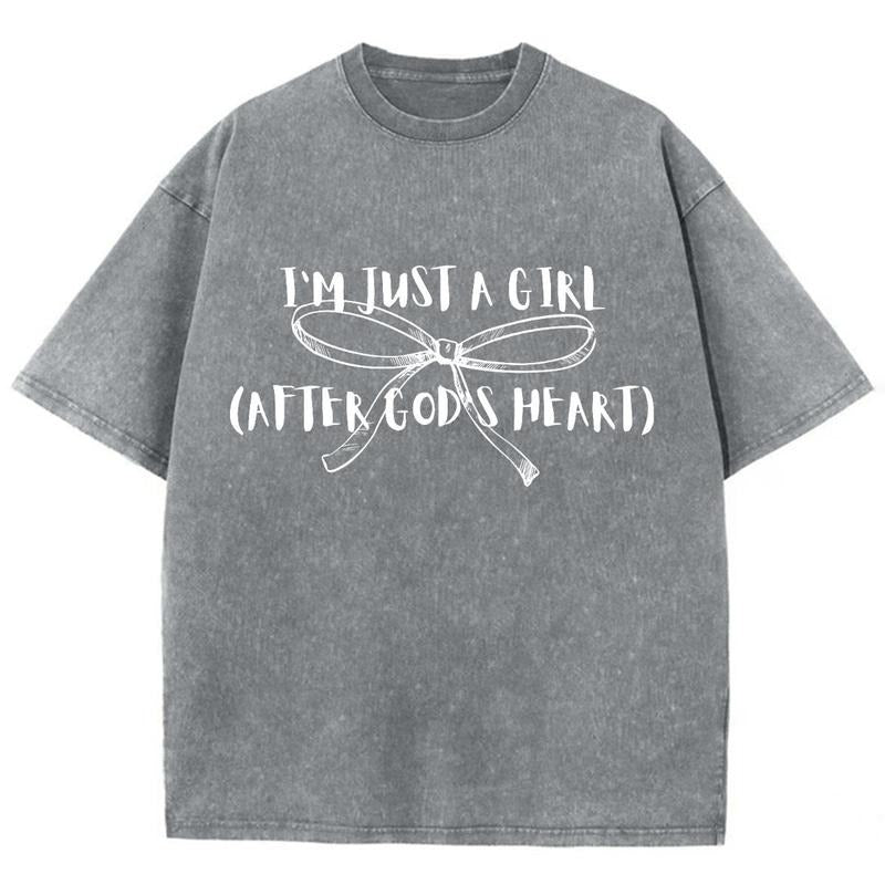I'm Just A Girl Unisex Washed T-Shirt, Christian Jesus  t shirts, Vintage 90s Graphic Tee Gift Cotton Top Womenswear...