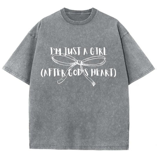 I'm Just A Girl Unisex Washed T-Shirt, Christian Jesus  t shirts, Vintage 90s Graphic Tee Gift Cotton Top Womenswear...
