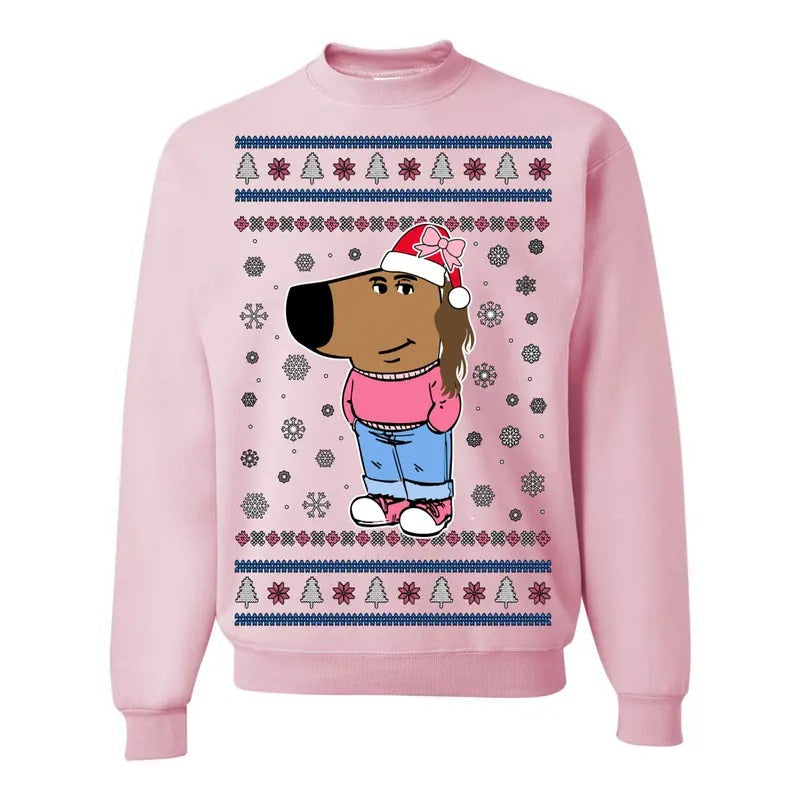 I'm Just a Chill Girl My New Character, Santa Dog Viral Meme Coin CHILLGIRL Funny Internet Memes Unisex Ugly Christmas...