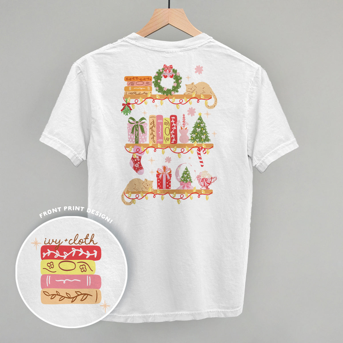 Holiday Bookshelf Doodles (Back Print) T-Shirts, Hoodie, Sweatshirt | WearSparks.com (Image 1)