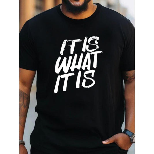 "IF IS WHAT IT IS" Printed Casual T-shirt, Breathable short sleeve loose sports T-shirt Large & high summer clothing,...