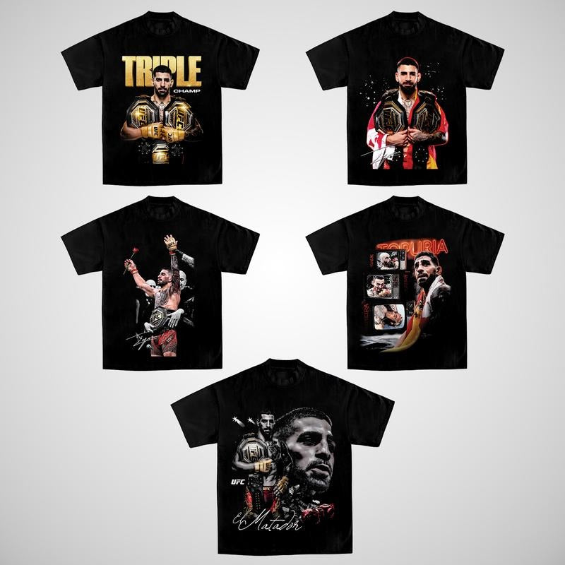 ILIA TOPURIA UFC 317 CHAMPION Collection Unisex Black T-shirt, Topuria Boxing T-shirt, Topuria Boxer Tee, Ilia Topuria...