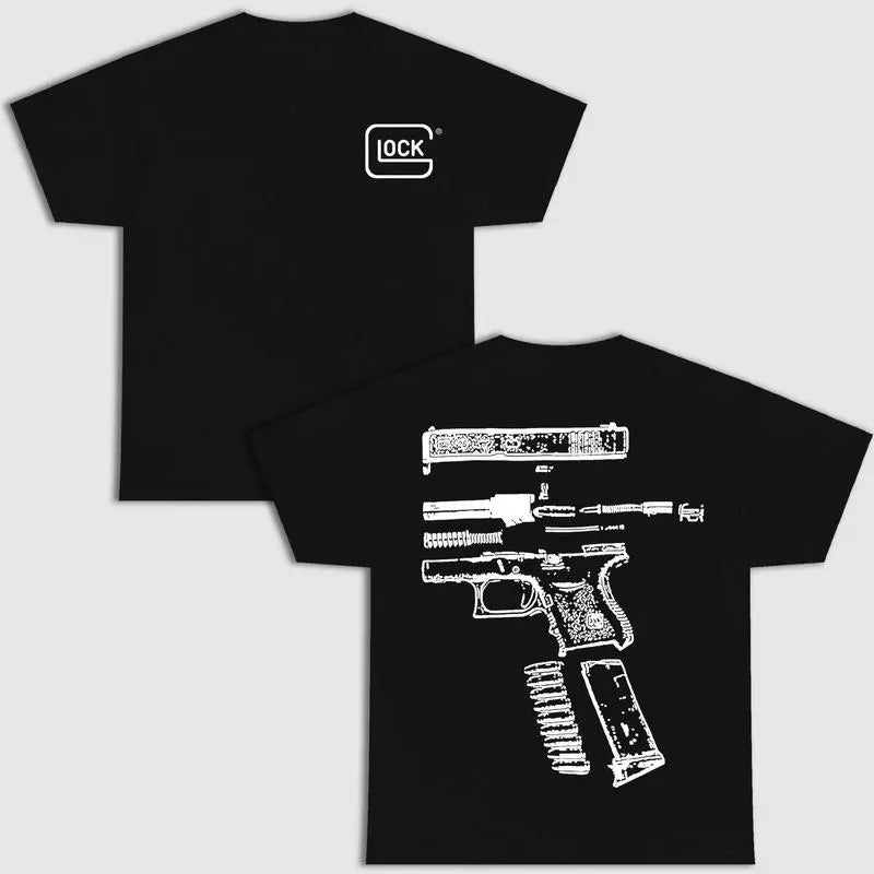IN GLOCK WE TRUST DOUBLE SIDE MULTI COLOR SHIRT Menswear Top New Design Underwear Streetwear- Cotton Unisex 2 Sides...