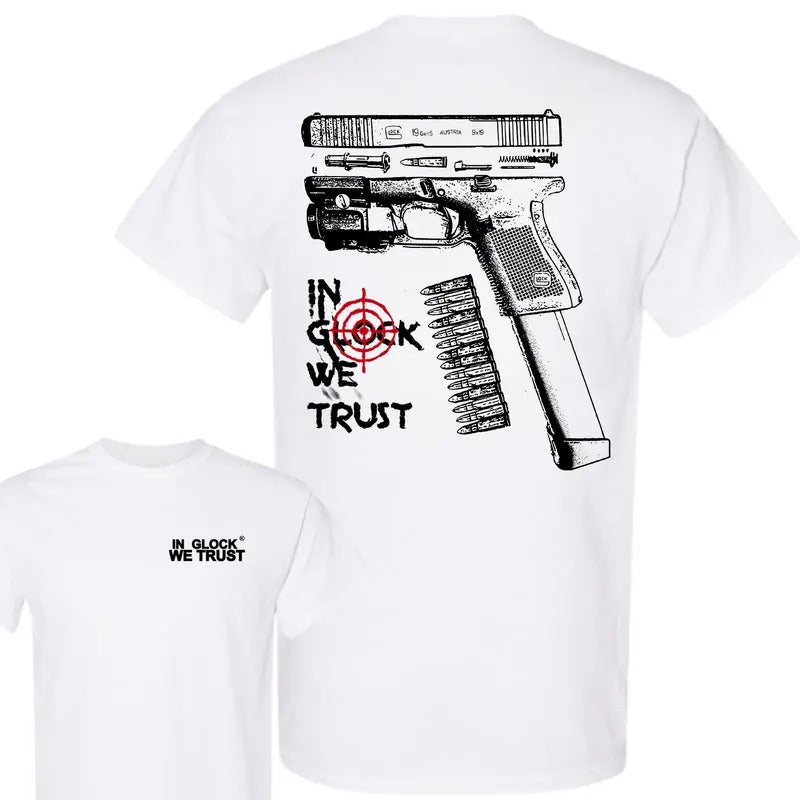IN GLOCK WE TRUST DOUBLE SIDE MULTI COLOR SHIRT Menswear Top New Design Underwear Streetwear Classic Cotton T-Shirts in...