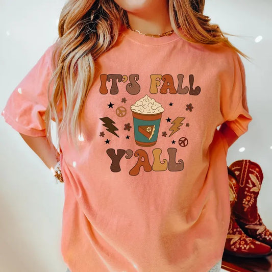 IT'S FALL YALL BOLT SHIRT (COMFORT COLORS T-SHIRT, CAUSAL SHIRT UNISEX, FALL CLOTHING, GRAPHIC APPAREL) Hoodie, Sweatshirt