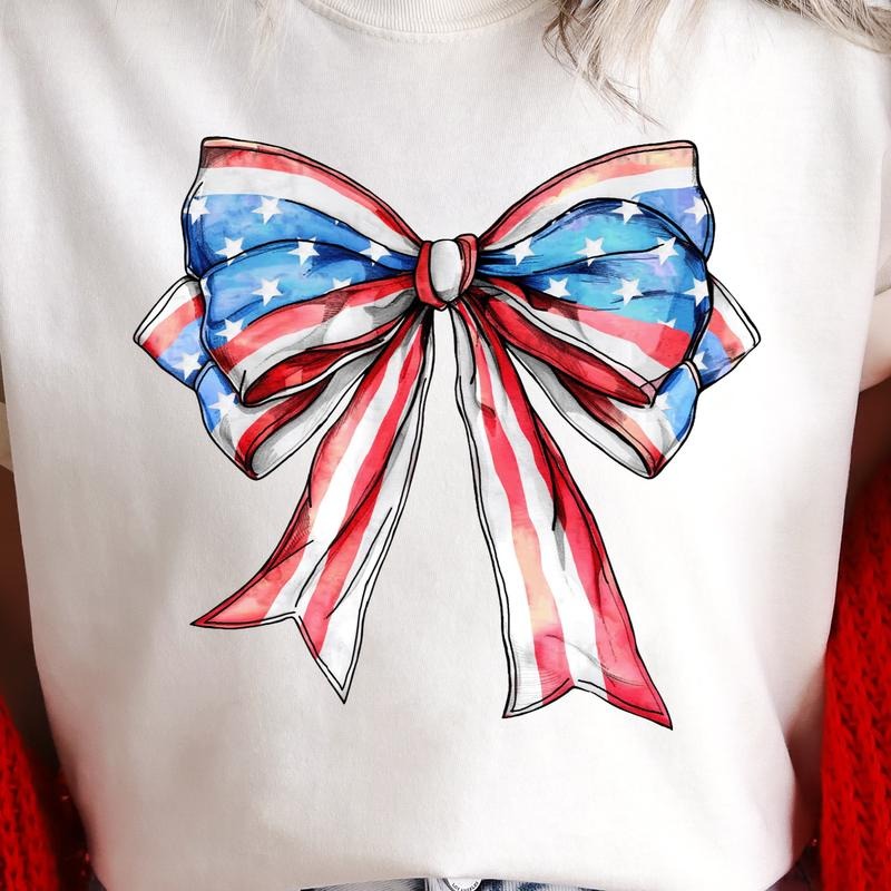 IVORY 4th of July Bow Comfort Colors Tee Hoodie, Sweatshirt | WearSparks.com