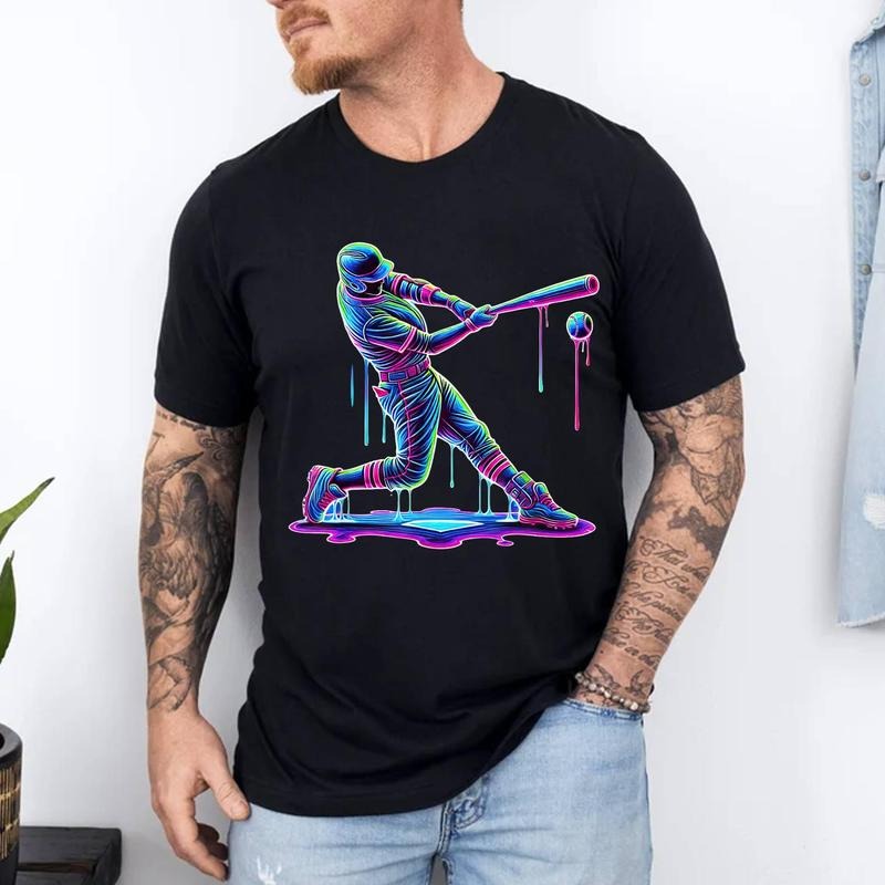 Ice Cream Drip Baseball Bat Baseball Player T-Shirt | 100% Cotton Tee, Top Menswear Hoodie, Sweatshirt | WearSparks.com