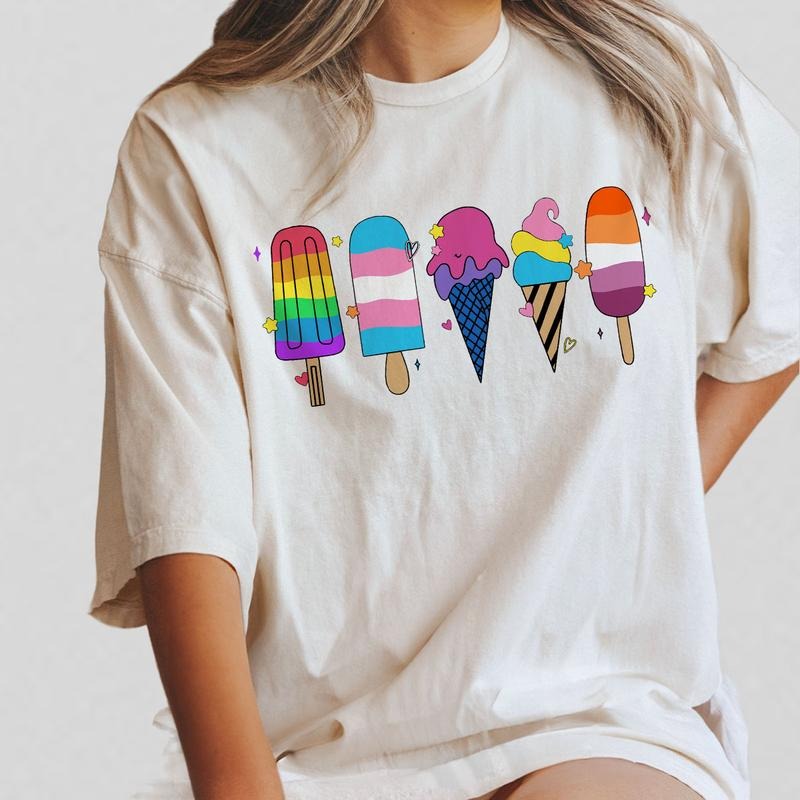 Ice Cream Shirts, LGBT T-shirt, Pride Month Gifts, Ice Cream Lgbt Shirts, Gay Pride Rainbow T-Shirt, Transgender Tee,...