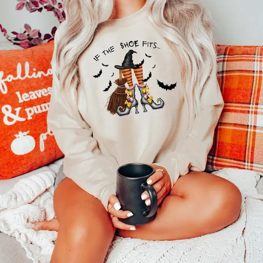 If The Shoe Fits Sweatshirt, Happy Halloween Shirt, Halloween Party Shirt, Halloween Gift Sweatshirt, Halloween Sweater,...