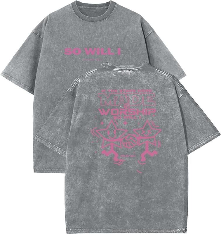 If The Stars Were Made To Worship Unisex Washed T-Shirt, Christian t shirts, Vintage 90s Graphic Tee, Gift Top Womenswear...