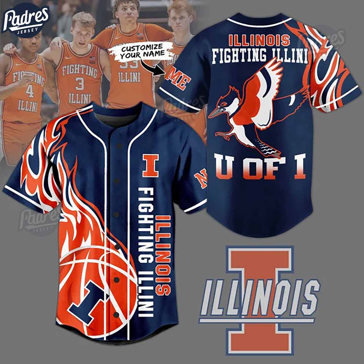 Illinois Fighting Illini Basketball Team Custom NCAA Baseball Jersey - Padres Jersey Oasis: Elevate Your... (Image 1)