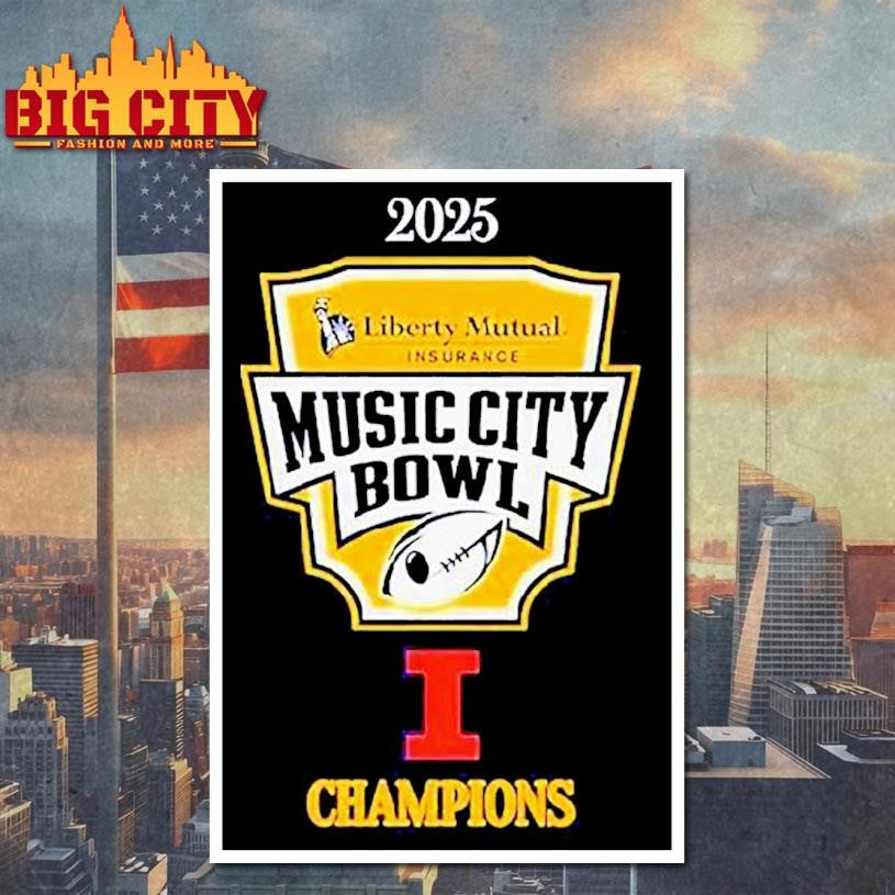 Illinois Fighting Illini Champions 2025 Music City Bowl Championship Logo Shirt