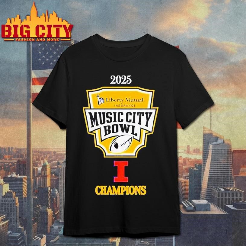 Illinois Fighting Illini Champions 2025 Music City Bowl Championship Logo Shirt