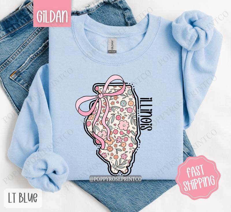 Illinois Floral Sweatshirt, Cute Illinois Sweatshirt, Illinois State Sweatshirt T-Shirts, Hoodie | WearSparks.com