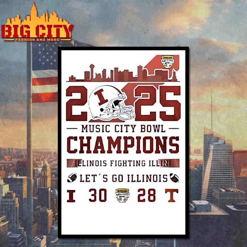 Illinois Football 2025 Music City Bowl Champions Let’s Go Illinois Shirt