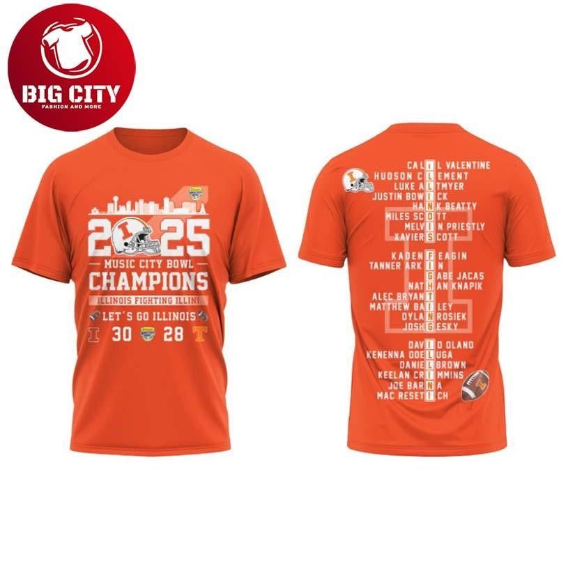 Illinois Football Music City Bowl Champions 2026 Two Sided Shirt