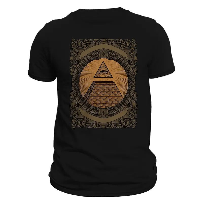 Illuminati Pyramid Engraved Style Graphic T-Shirt Casual Crewneck Hoodie, Sweatshirt | WearSparks.com