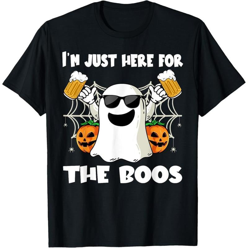 Im Just Here For The Boos Halloween Pumpkin Ghost Drink Beer T-Shirt made in us Hoodie, Sweatshirt | WearSparks.com