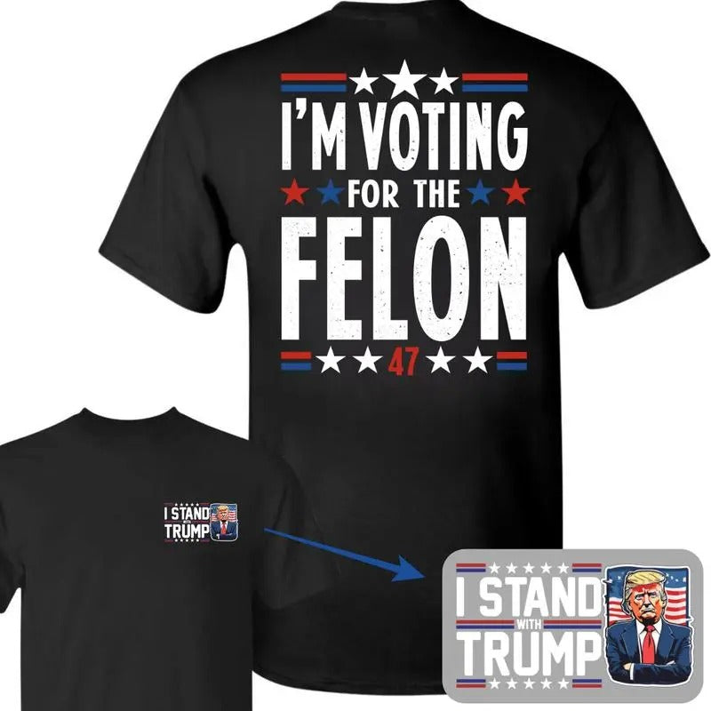 Im Vooting For The Feloon Cotton 2-Side Casual T-Shirt, I Stand Trum Presi.dent Vooting Shirt , Trum Vance MA.GA Fan...