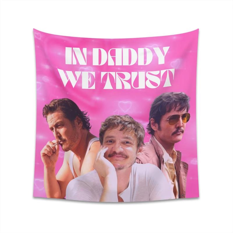 In Daddy We Trust Pedro Pascal Pink Flag , Celebrity Flag, Funny American Flag, Gladdy Zaddy, Pedro Pascal Fan Merchs,...