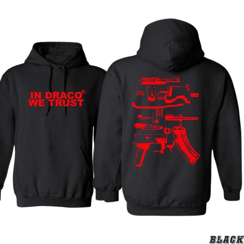 In Draco We Trust Hoodie - Red Gunn Parts Design Shirt