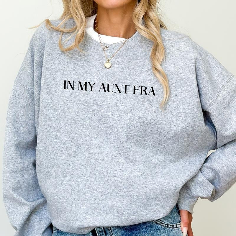 In My Aunt Era Sweatshirt, Promoted to Auntie Long Sleeves Pullover, Sister Gifts, New Aunt Gift Clothing, Pregnancy...