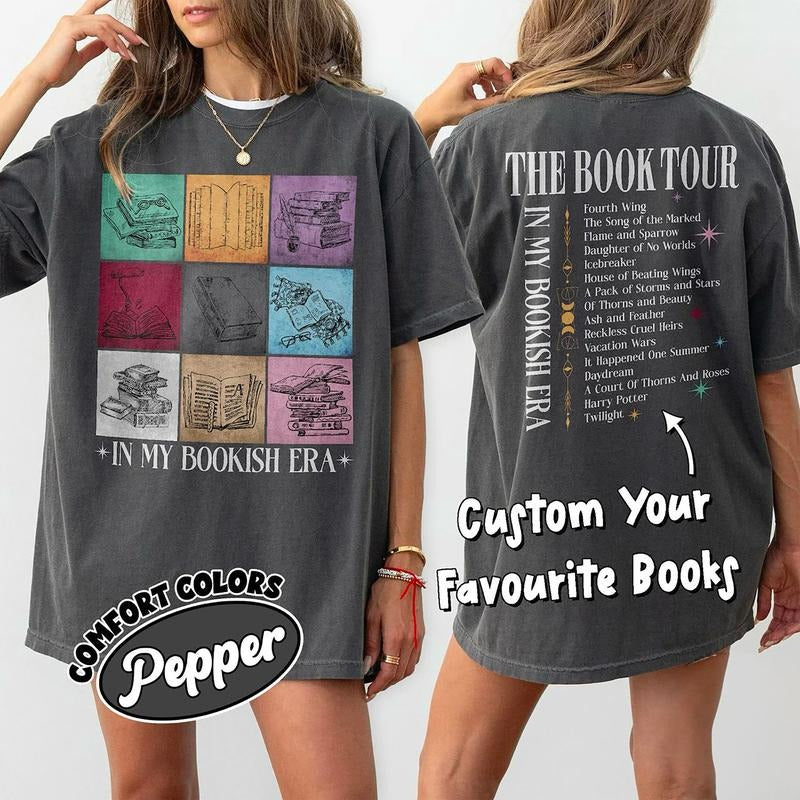 In My Bookish Era Shirt, Custom Favorite Books Shirt, Personalized Book Tour T-Shirt, Book Lover Shirt, Gift For Bookish,...