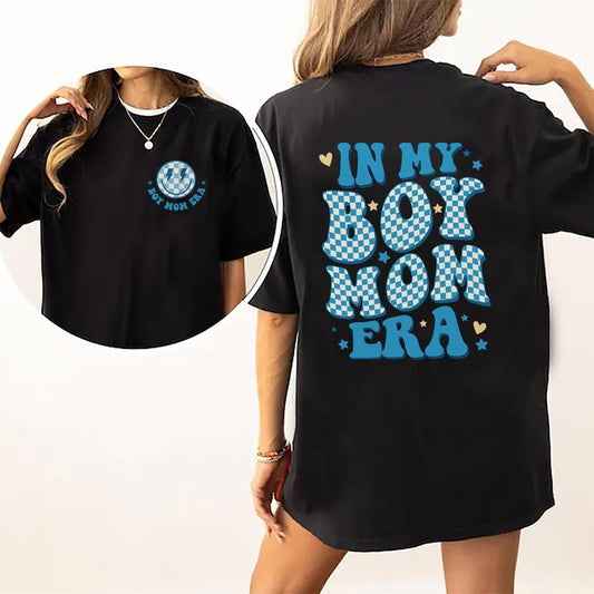 In My Boy Mama Era Shirt, Gifts For Mom, Comfy Fabric T-shirts For Daily Wear, Mum Cotton Casual Tee Womenswear Short...
