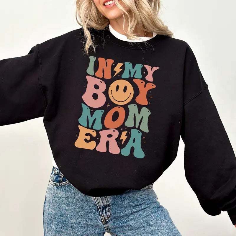 In My Boy Mom Era T-Shirt Sweatshirt Hoodie- Perfect Gift for Mother's Day, Mothers Day Gift, Mama Shirt, Best Mama Shirt