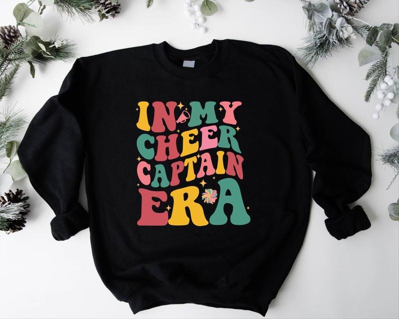 In My Cheer Captain Era Sweatshirt, Cheering Leader Sweater, Matching Cheer Squad Hoodie, Sport Lover Gift Sweatshirt,...